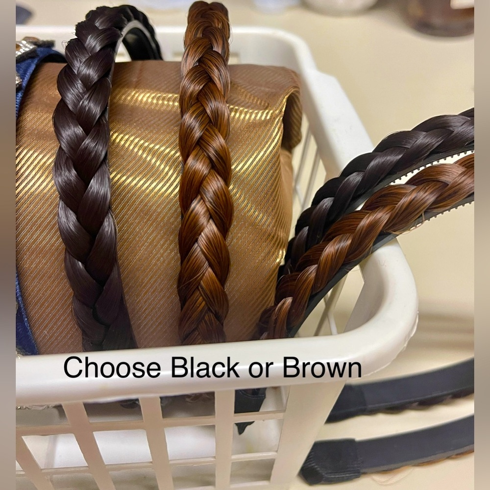 Choose Black OR Brown Braided Headband Adult Sz Smooth ends NIP